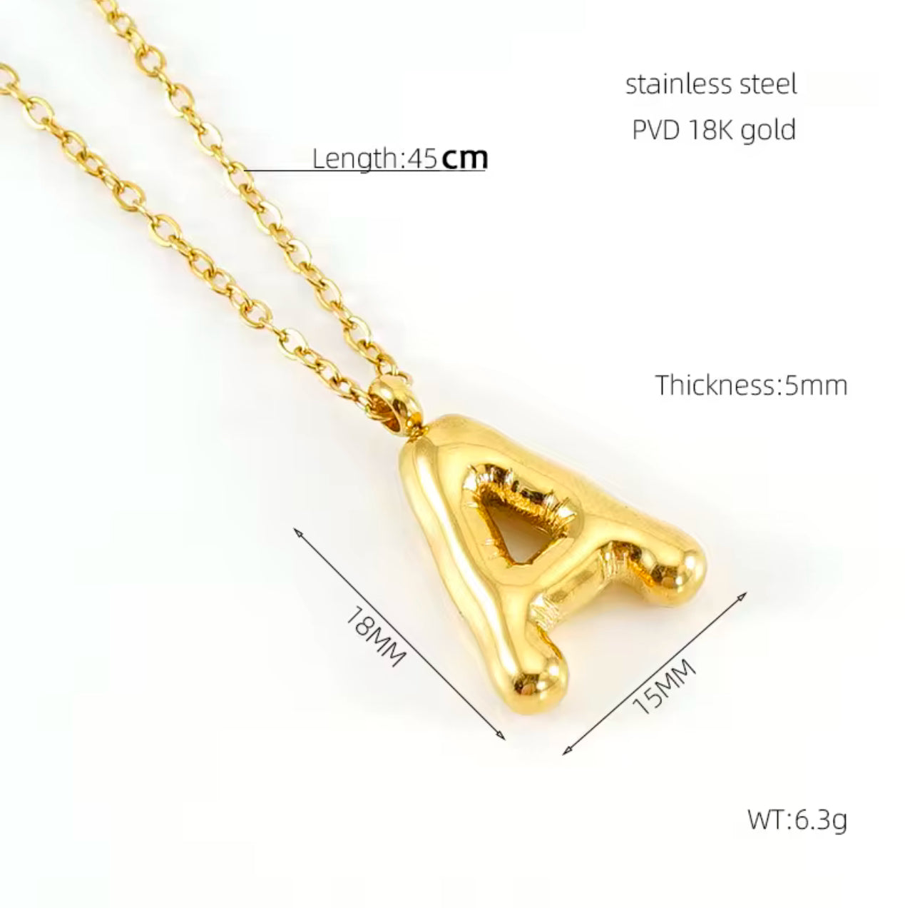 Balloon Letter Necklace - Gold