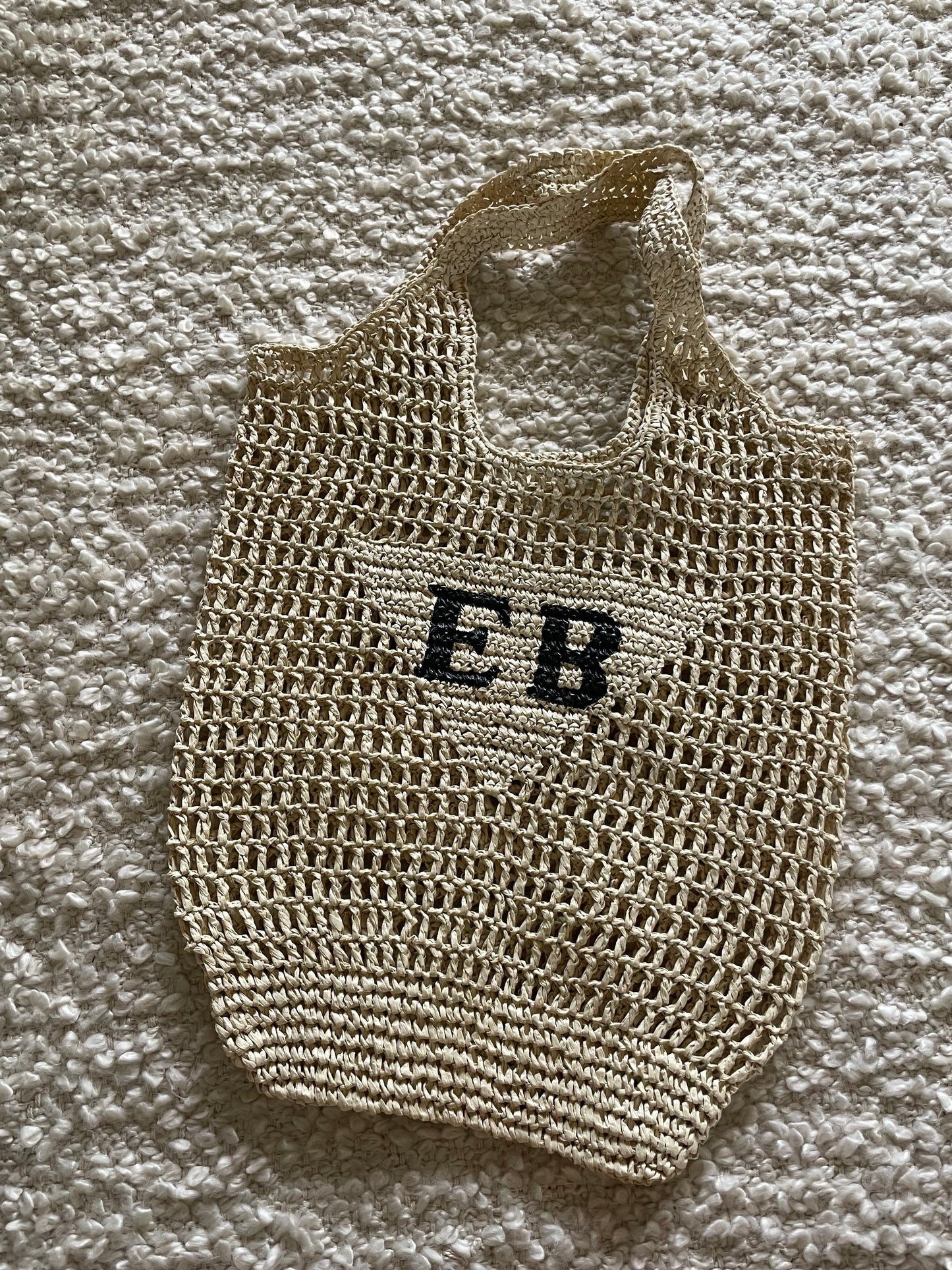 Personalised Woven Raffia Bag - Natural