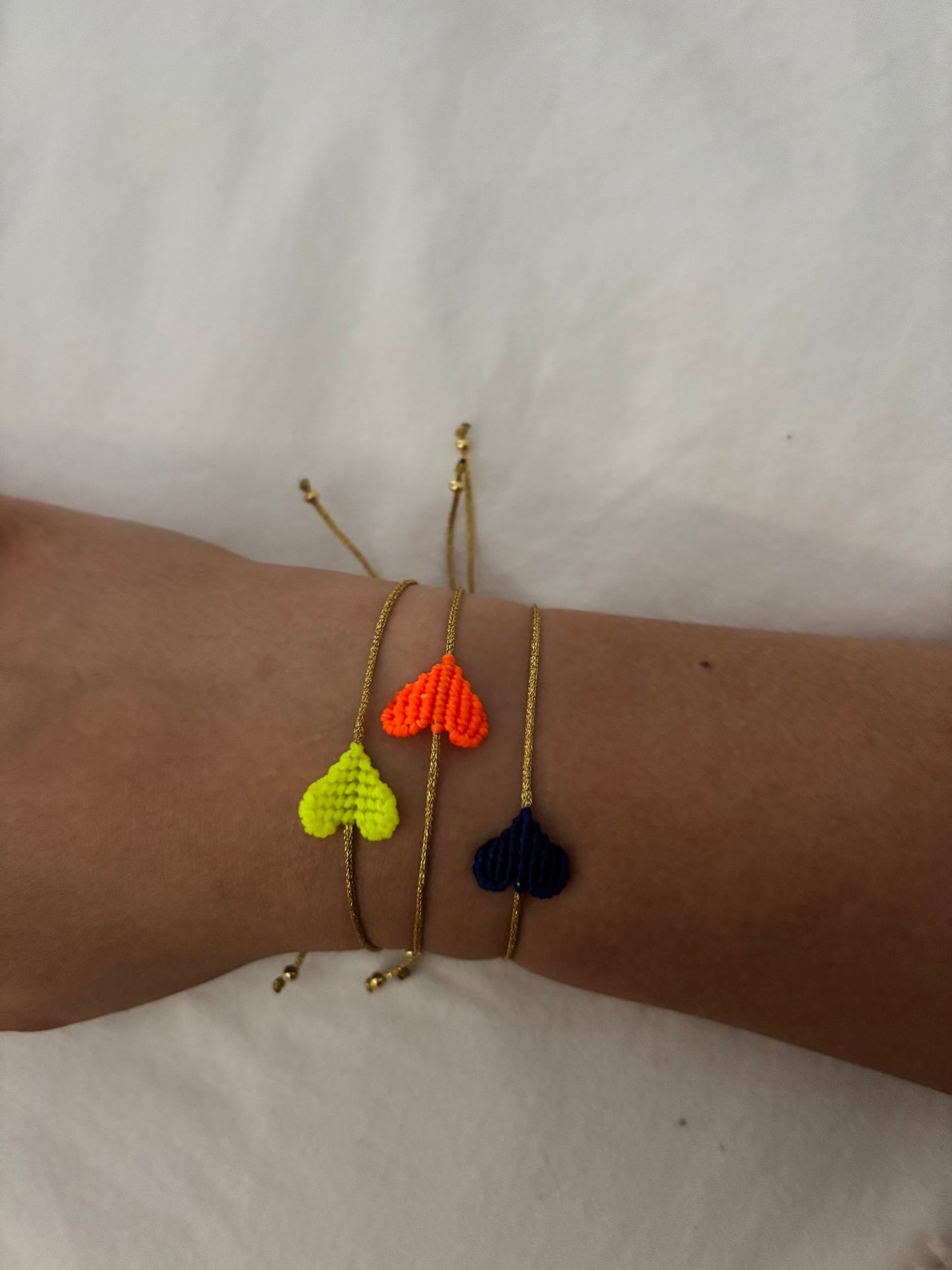 Young Hearts Adjustable Bracelet - Neon Yellow