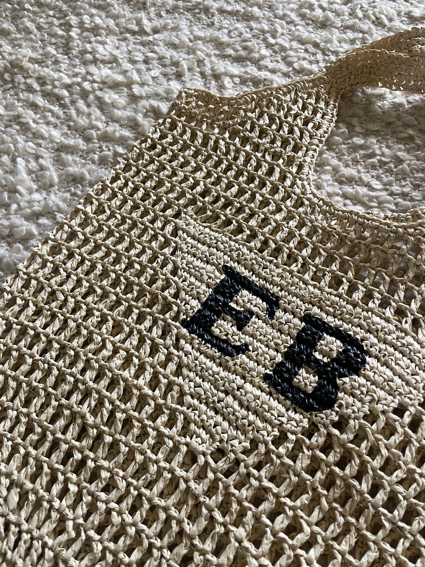 Personalised Woven Raffia Bag - Natural
