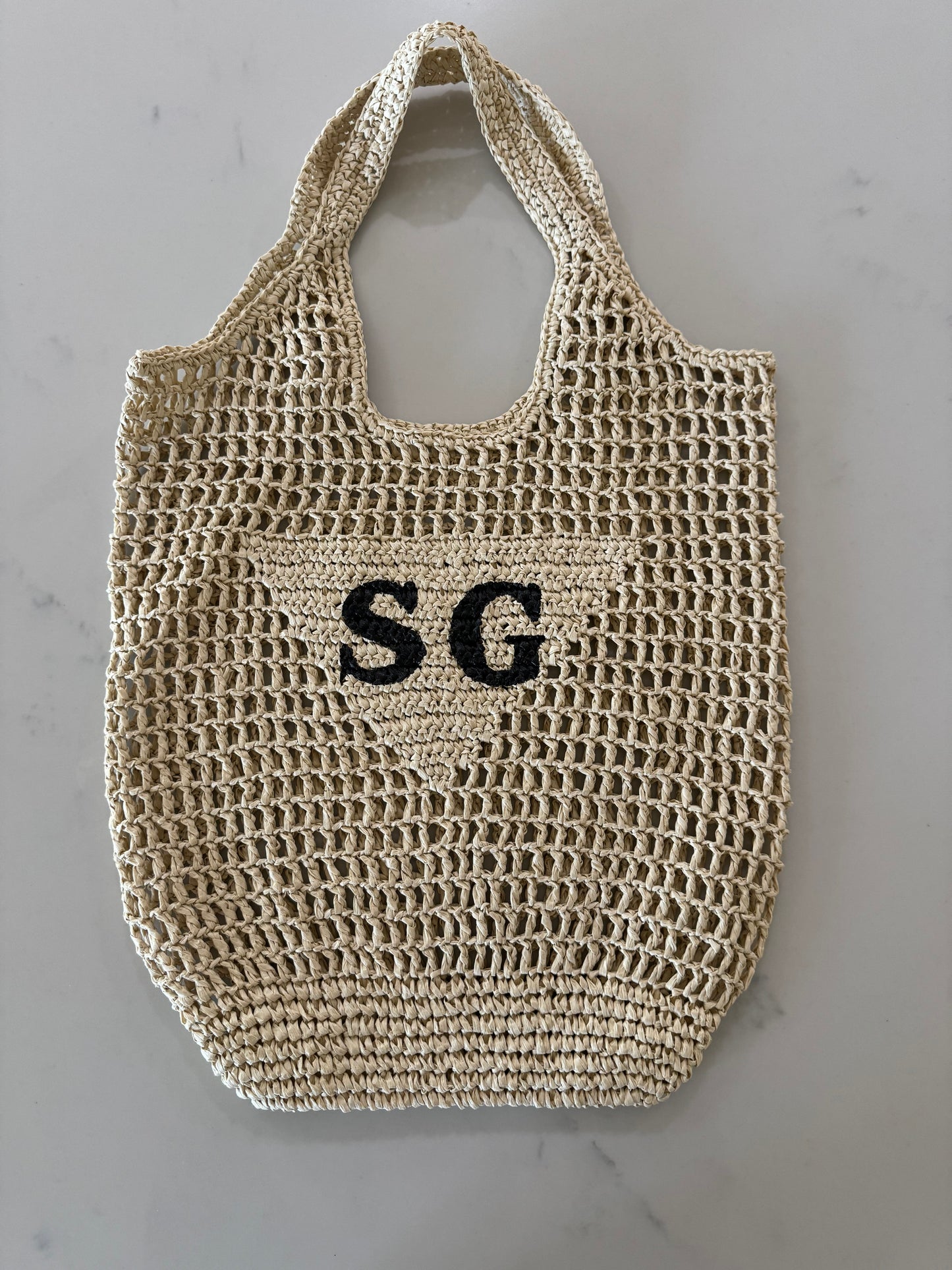 Personalised Woven Raffia Bag - Natural