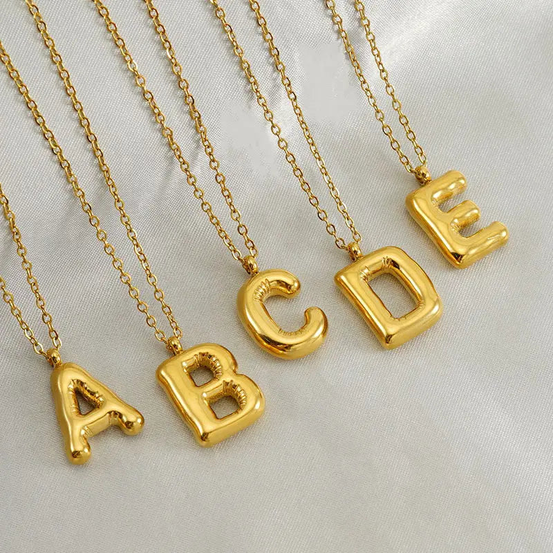 Balloon Letter Necklace - Gold