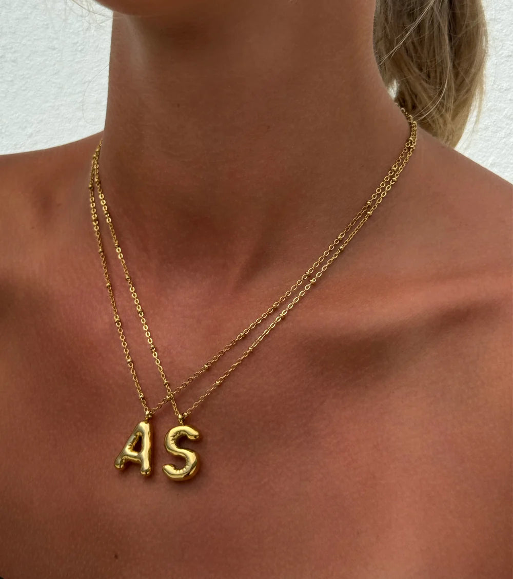 Balloon Letter Necklace - Gold