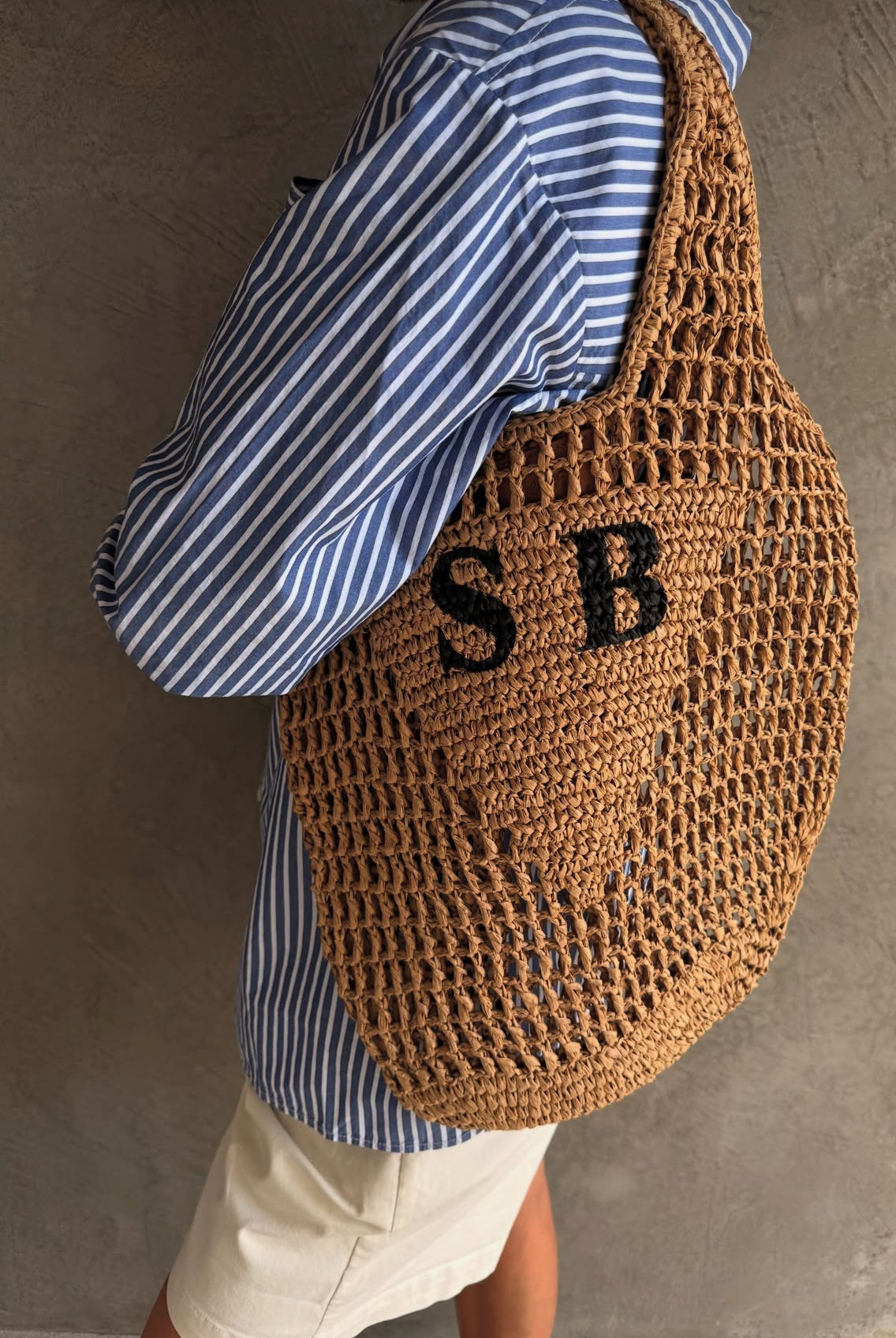 Personalised Woven Raffia  Bag