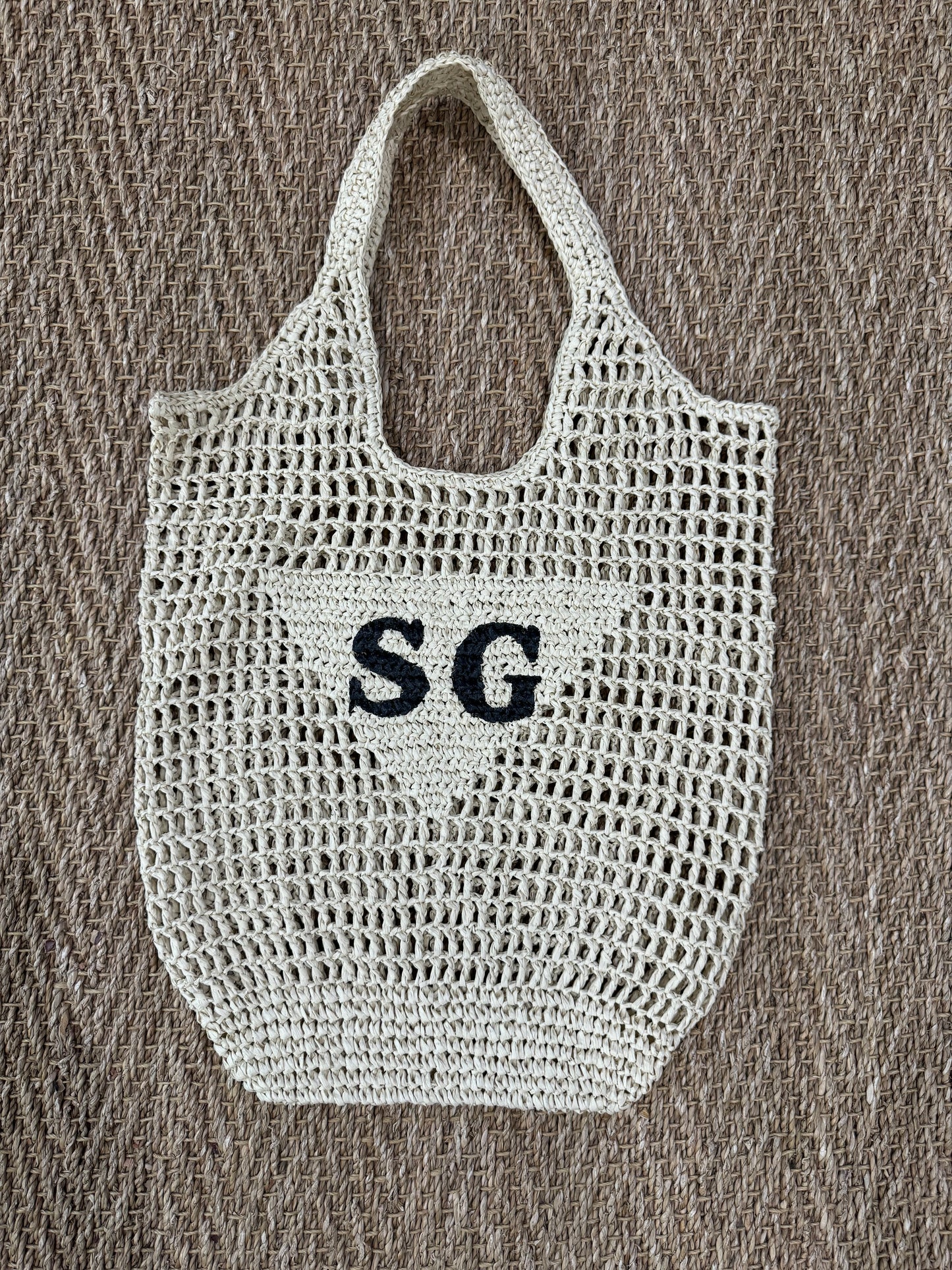 Personalised Woven Raffia  Bag - Natural