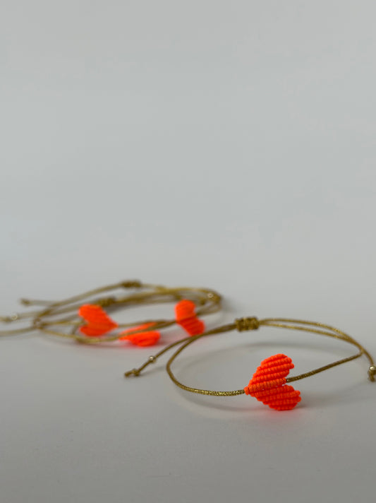 Young Hearts Adjustable Bracelet - Neon Orange