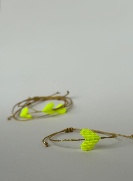 Young Hearts Adjustable Bracelet - Neon Yellow