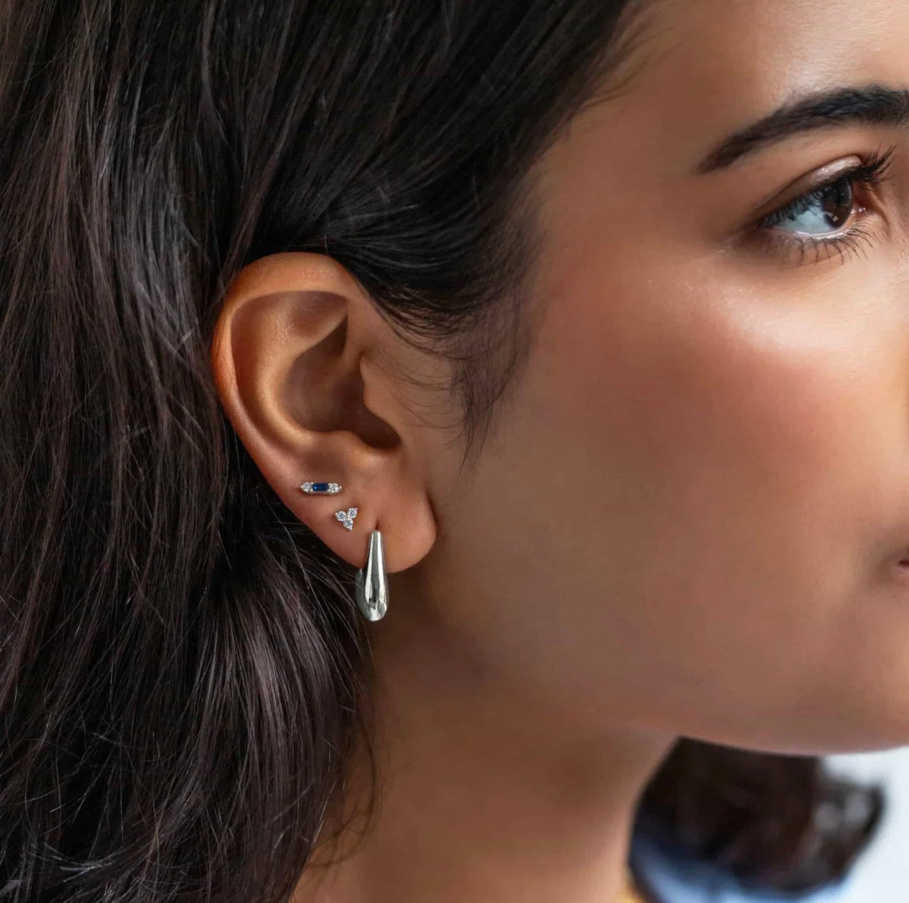 Dana Geometric Hoops - Silver