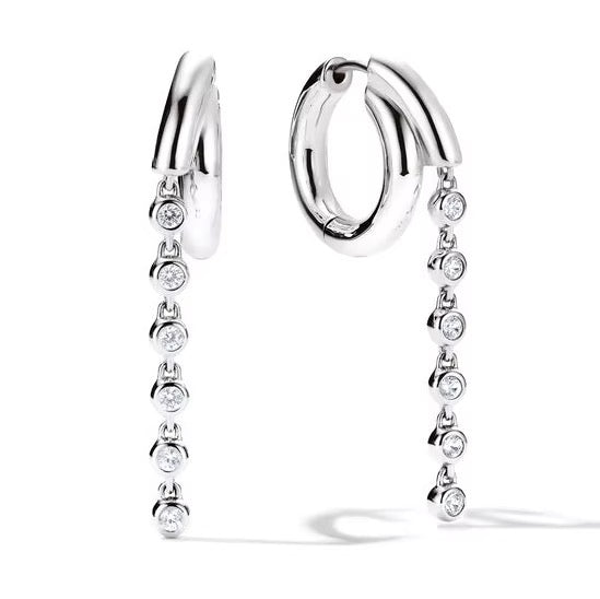 Alyra Drop Hoops - Silver