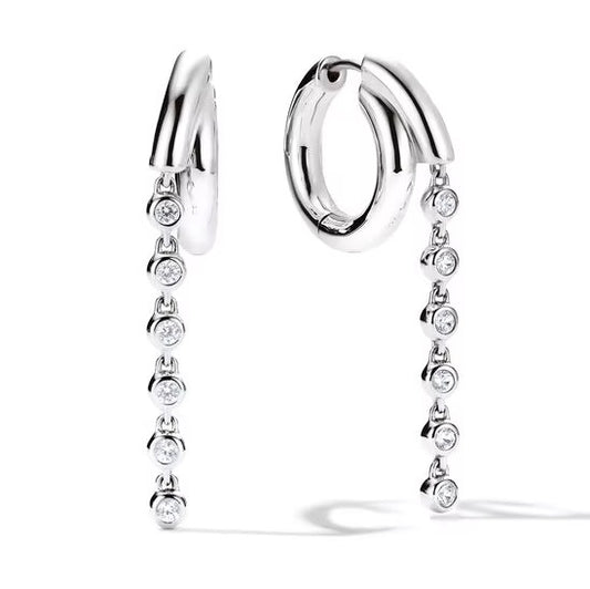 Alyra Drop Hoops - Silver
