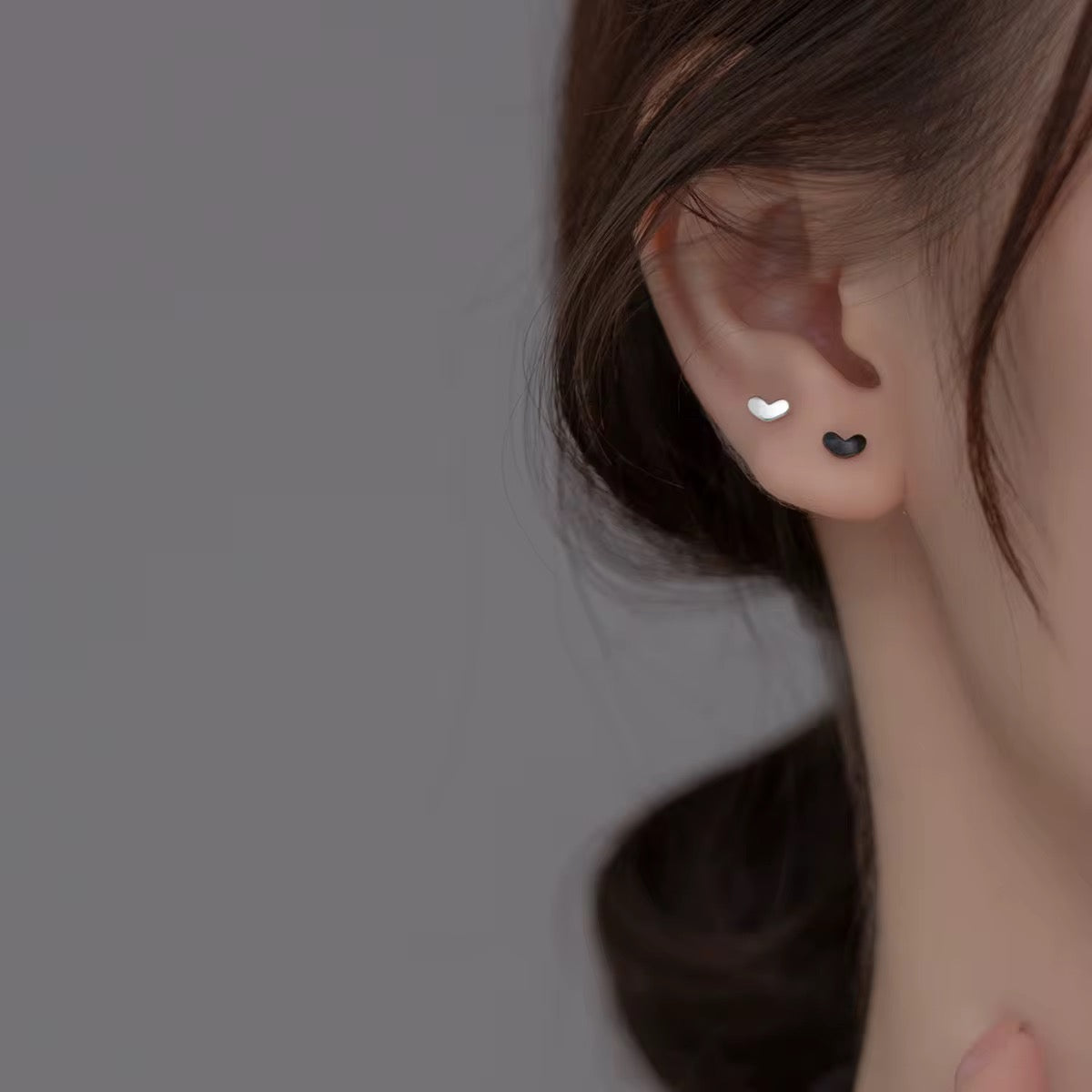 Lacey Heart Studs - Silver