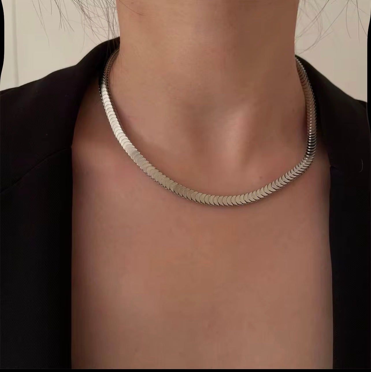 Gianna Herringbone Necklace - Silver