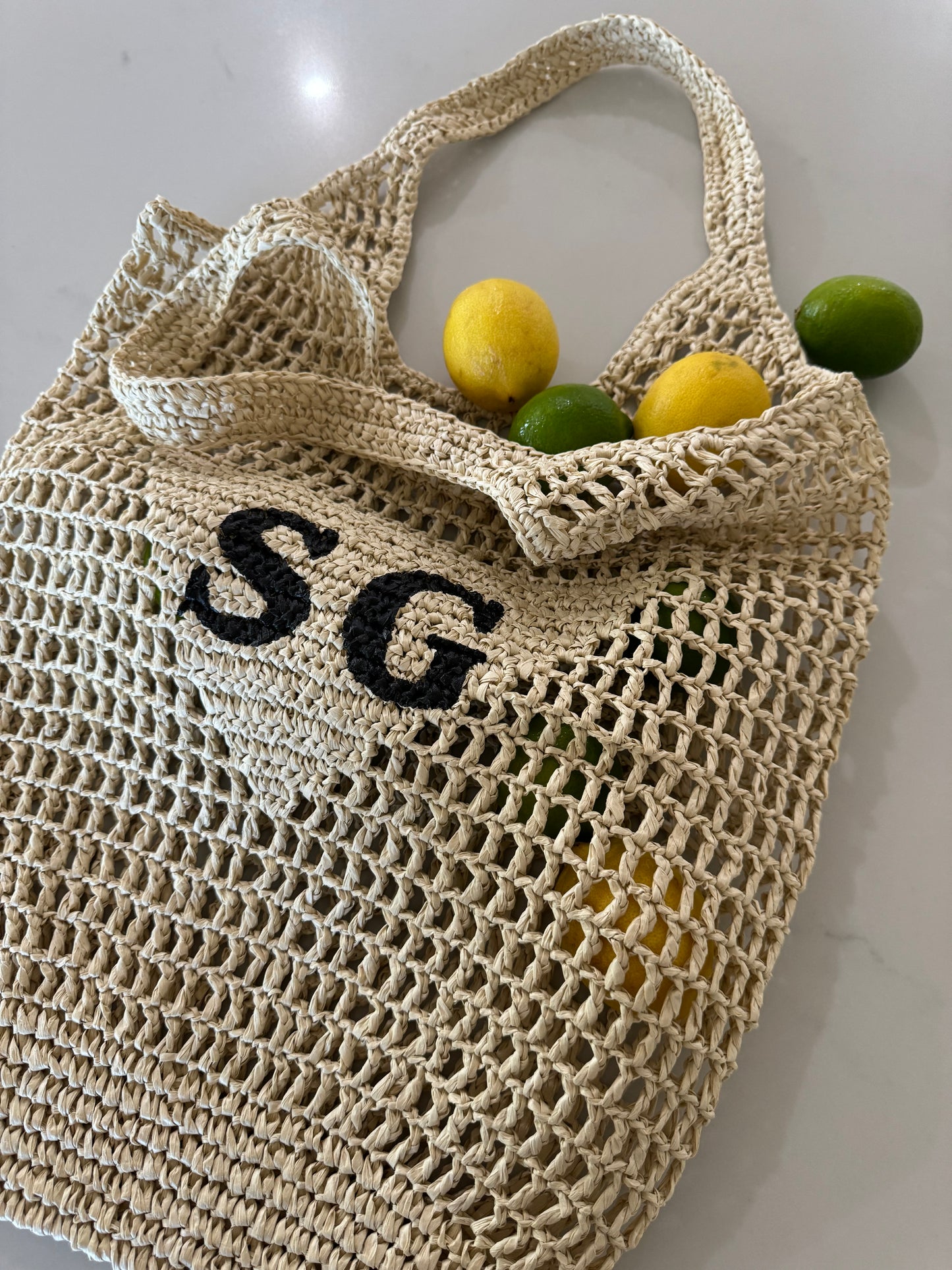 Personalised Woven Raffia  Bag - Natural