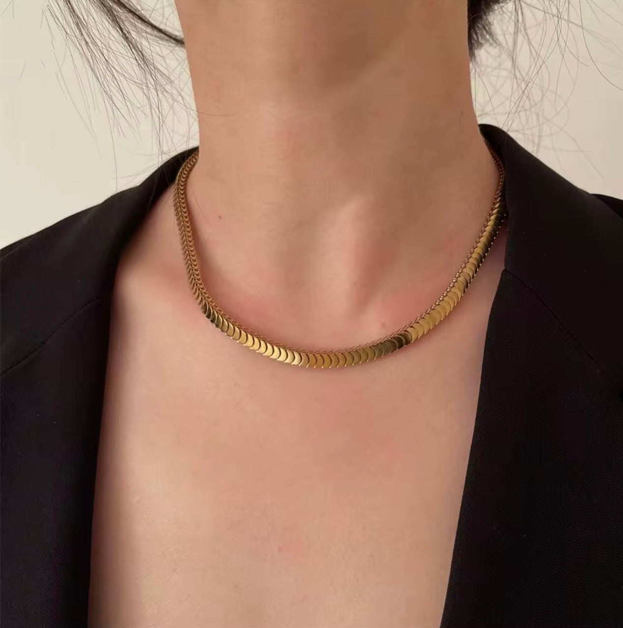 Gianna Herringbone Necklace - Gold