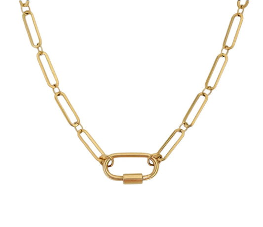 The Oval Link Clasp Necklace - Gold