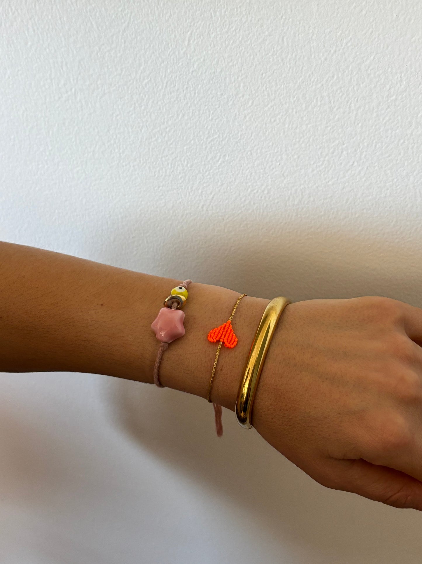 Young Hearts Adjustable Bracelet - Neon Orange