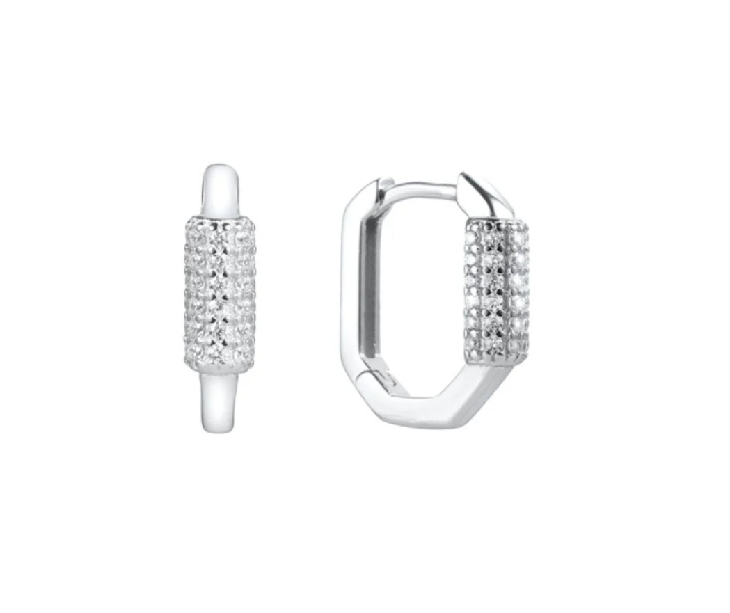 Katy Rhinestone Earrings - Silver