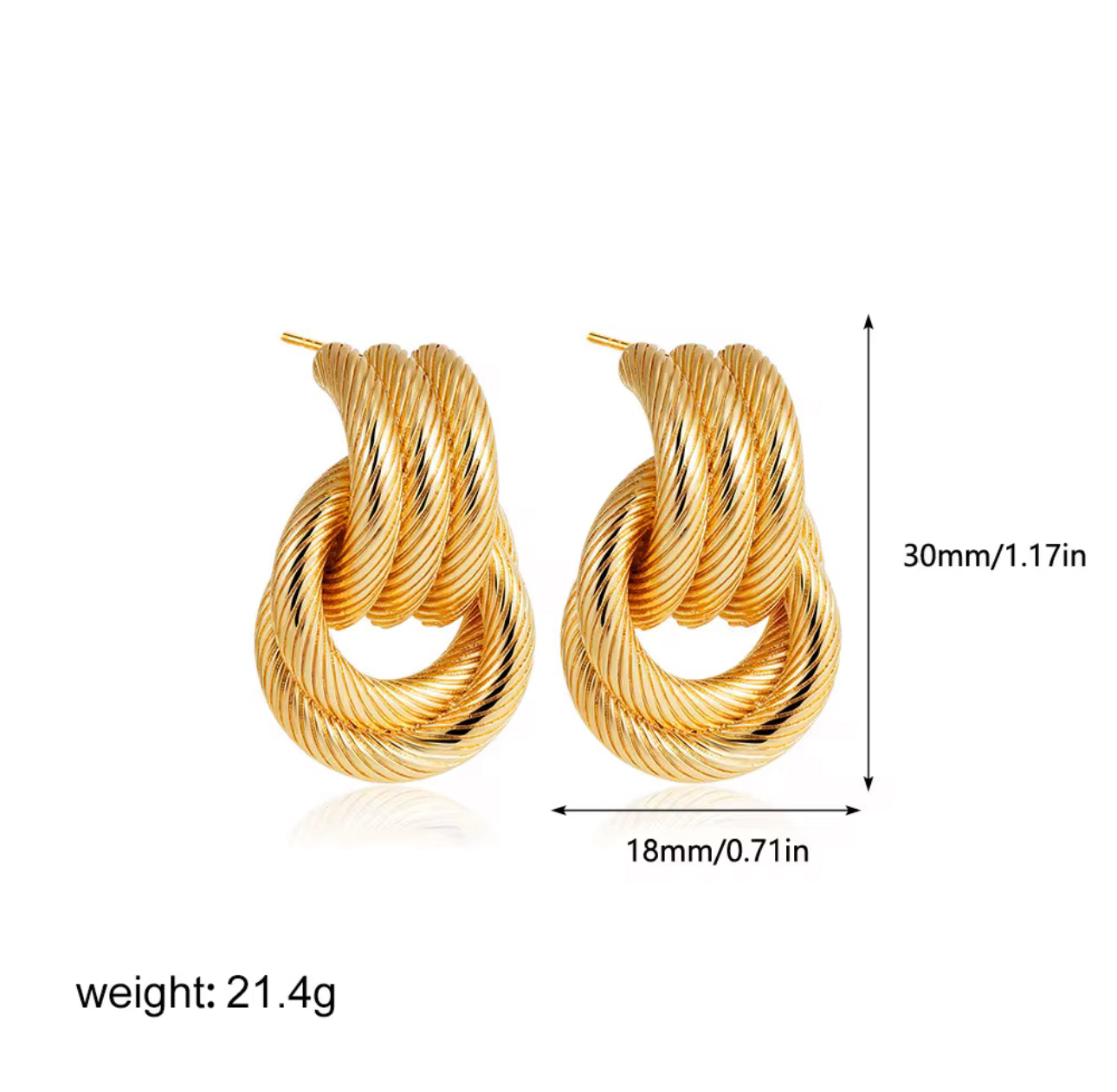 Textured Knot Earrings - Gold