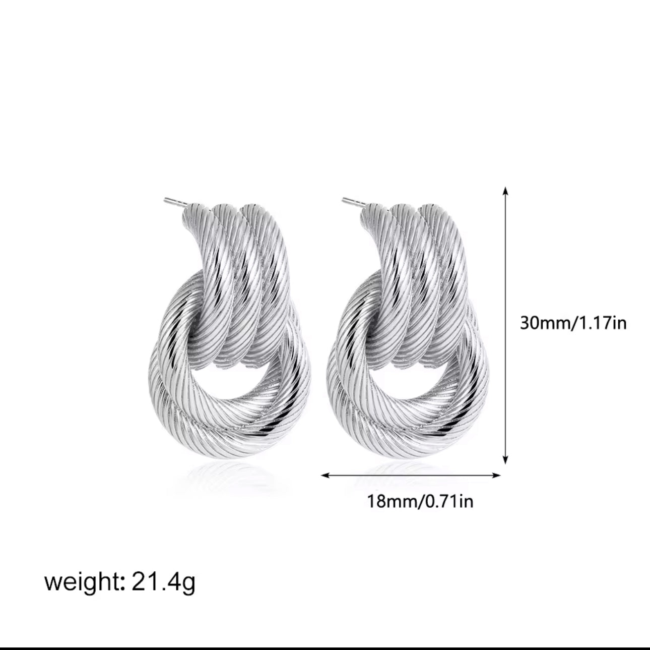 Textured Knot Earrings - Silver