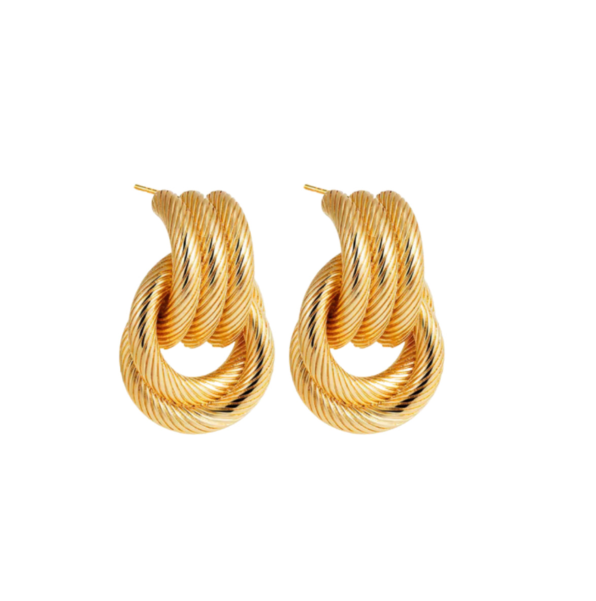 Textured Knot Earrings - Gold