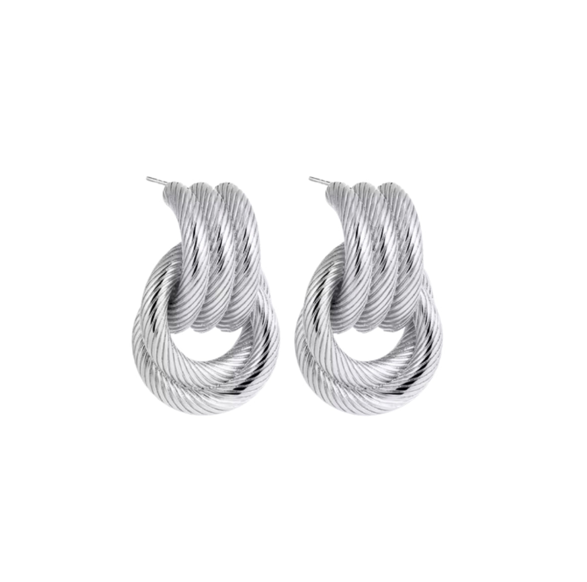 Textured Knot Earrings - Silver